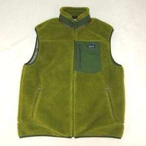 Patagonia Retro X Vest Mens Large Mossy Green Deep Pile Sherpa Fleece Gilet